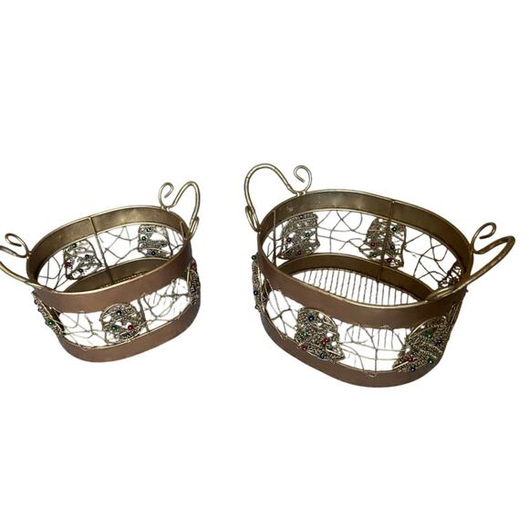 Christmas Copper Nestling Baskets with Bells - Picture 1 of 7